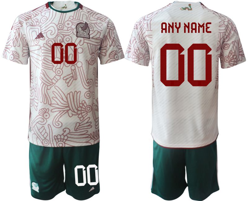 Men 2022 World Cup National Team Mexico away white customized Soccer Jerseys